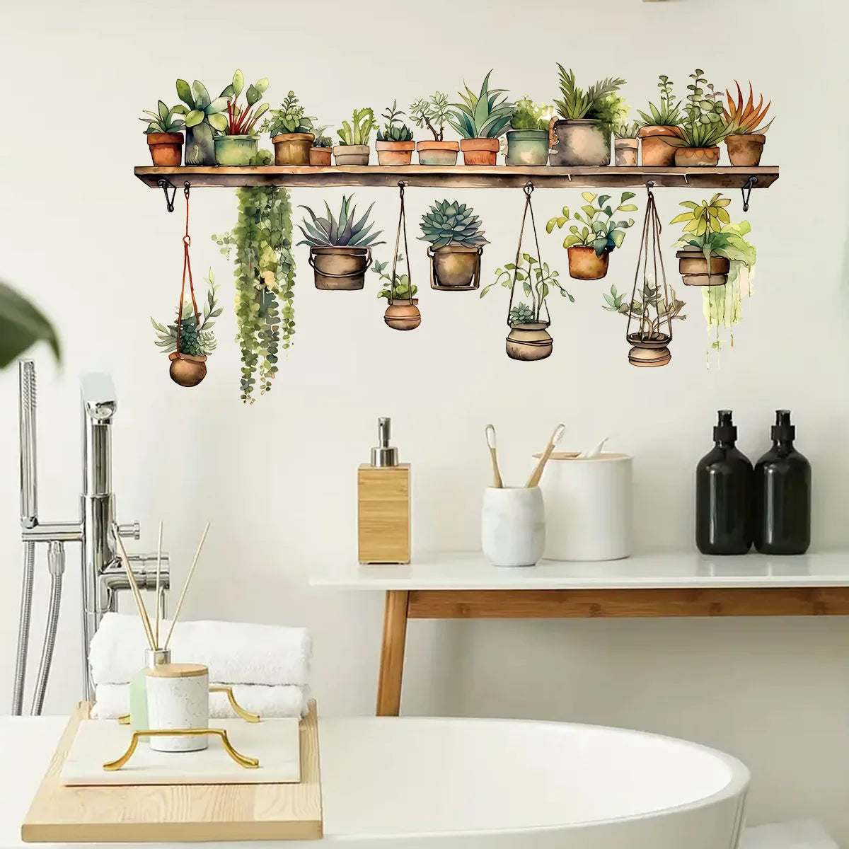 Multiple Flower Shelf Potted Furniture Wall Stickers Home Decor Accessories Living Room Bedroom Decoration Kids Room Wall Decals