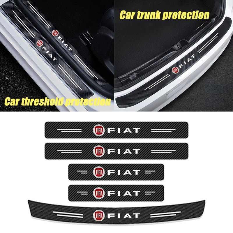 New Carbon Fiber Car Door Threshold Protector Stickers Waterproof For FIAT 500 Grande Stilo Freemont Punto Astra Bravo Ducato