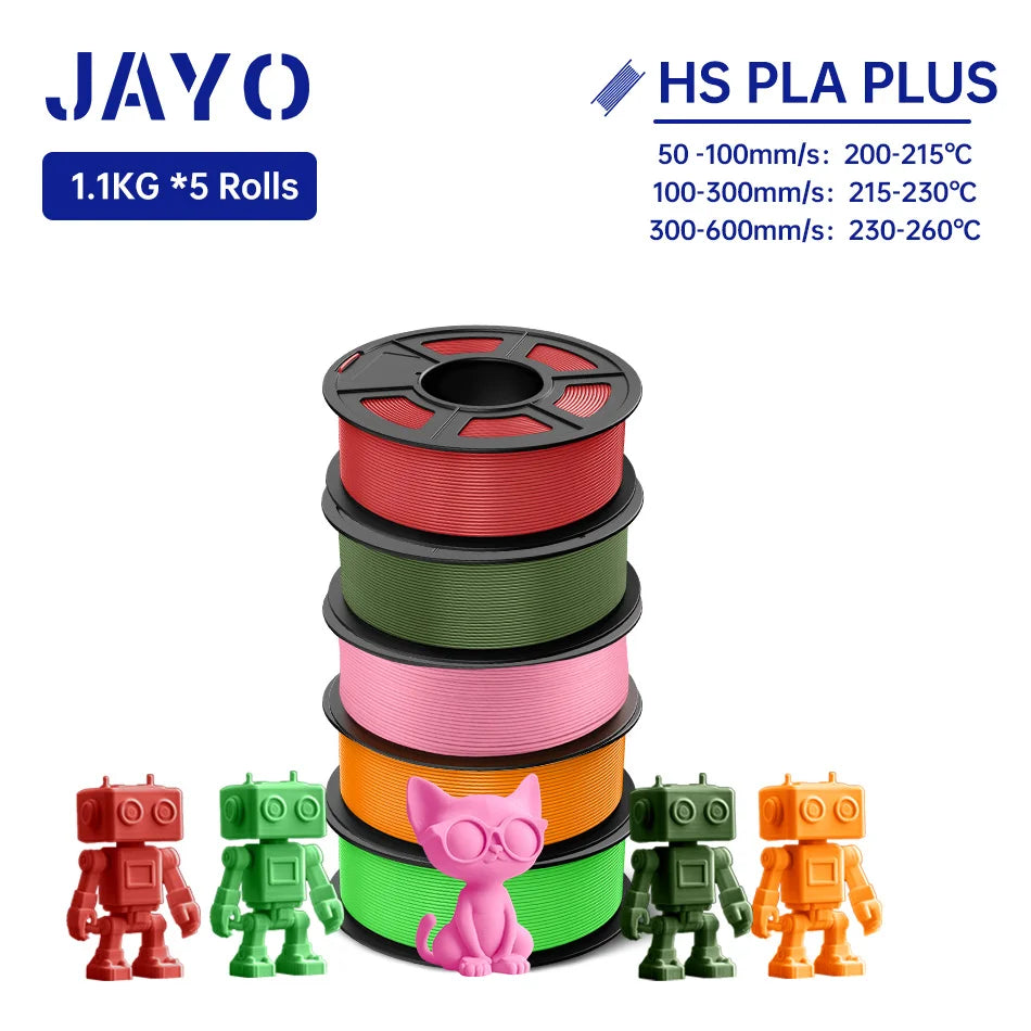 JAYO 3D Filament PLA +/PLA Meta/ PLA Matte/PLA PLUS 2.0/ PLA 1.75MM 5Rolls Coloful Neatly Wound 3D Printer Filament 1.1KG