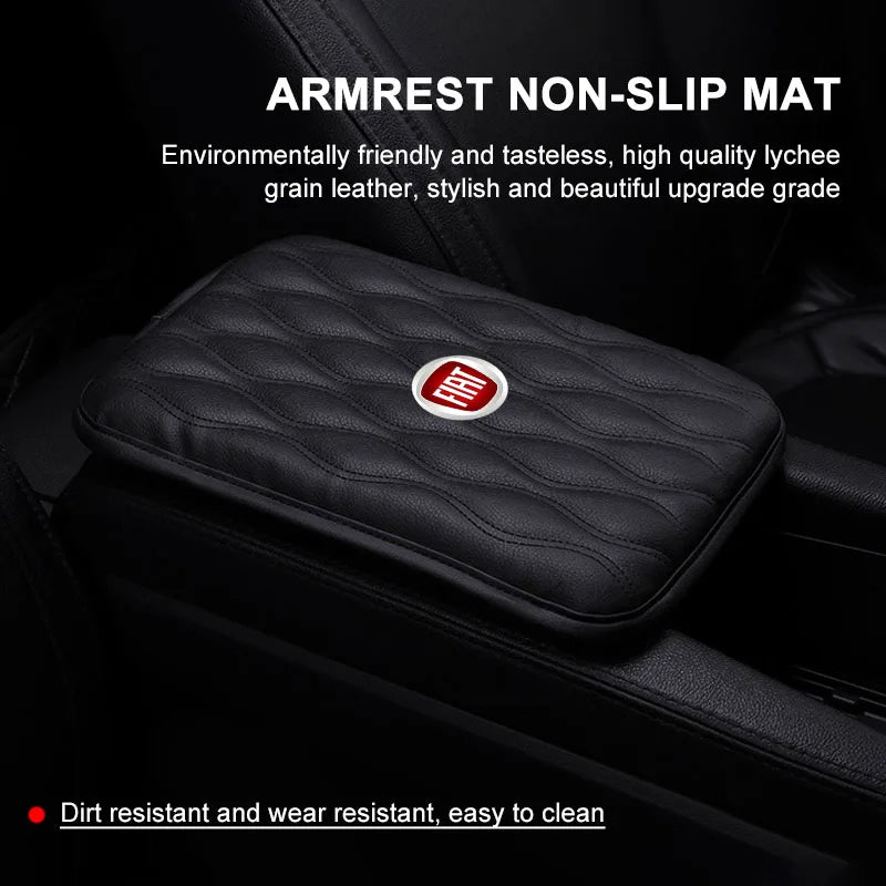 Car Armrest Mat Center Console Leather Protection Cushion For Fiat Ducato Abarth Tipo Panda Bravo Doblo Stilo 500 124 125