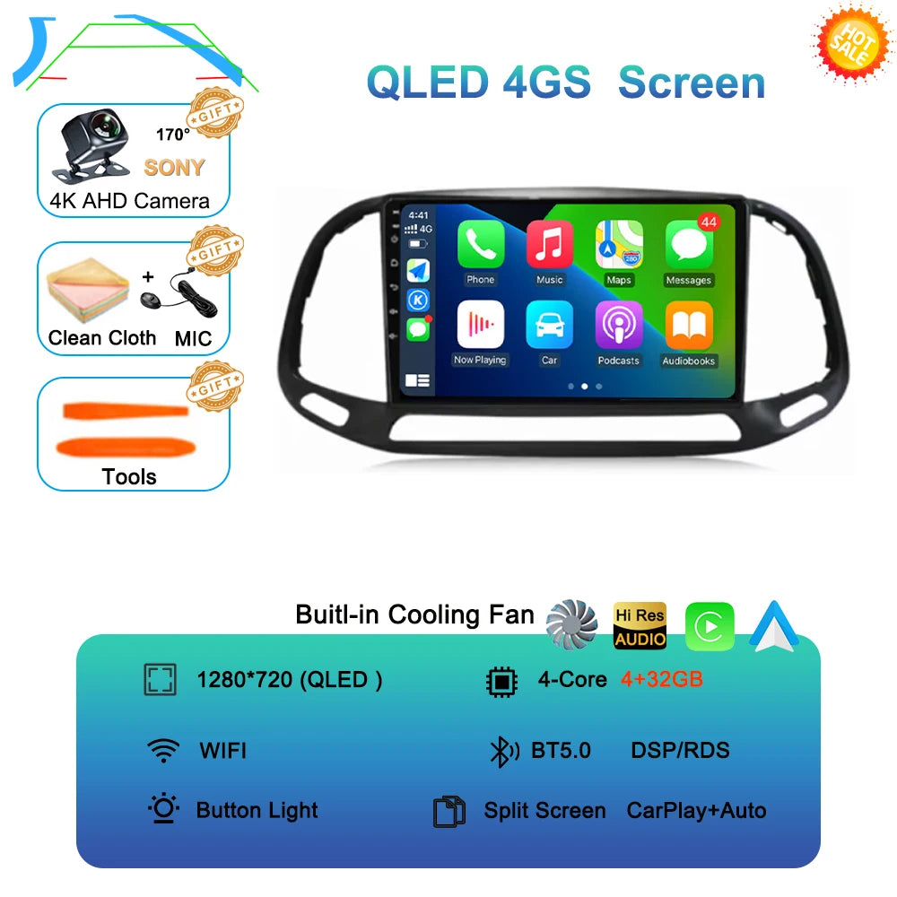 Android 16 For Fiat Doblo 2015 2016 2017 2018 2019 2020 GPS Car Radio Multimedia Video Player Stereo Navigation Wifi 360 Camera