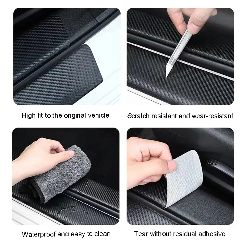 Car Accessories Car Door Sill Protector Welcome Pedal Decoration Leather Stickers For New Peugeot 206 208 207 3008 308 2008 107