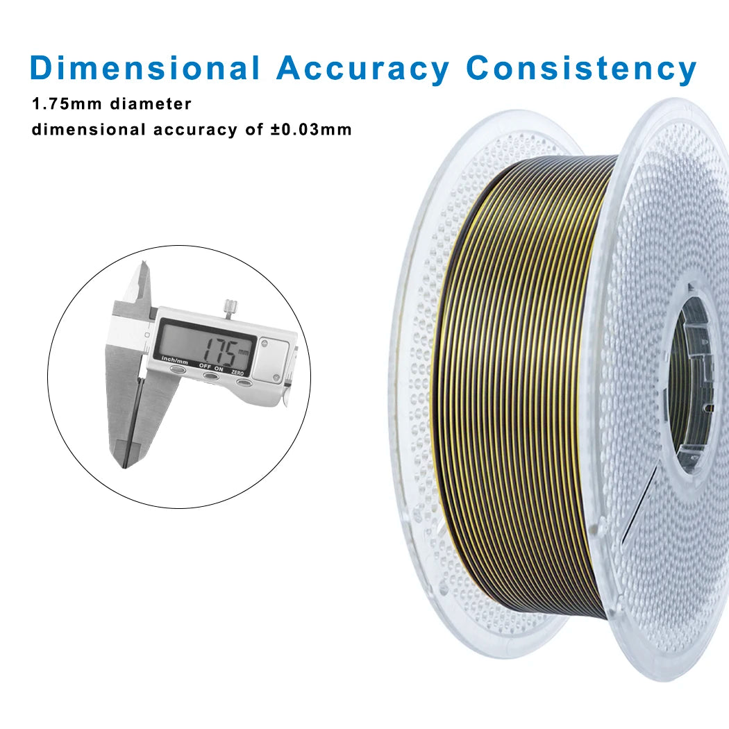 PLA Silk 1KG Black Gold, 1.75mm Very beautiful Dual Color Filament, Using Reusable Spool, Compatible with Bambu Lab Refill Filam