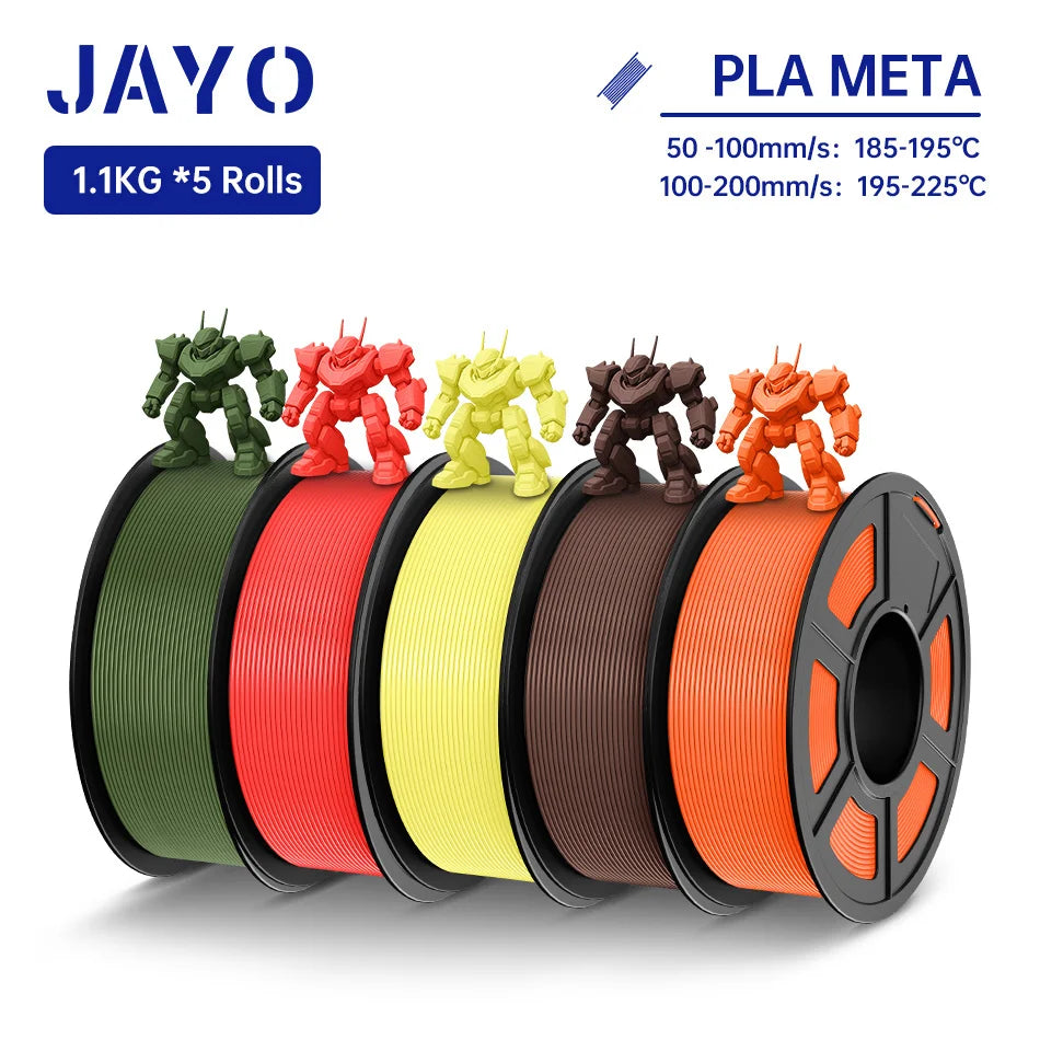 JAYO 3D Filament PLA +/PLA Meta/ PLA Matte/PLA PLUS 2.0/ PLA 1.75MM 5Rolls Coloful Neatly Wound 3D Printer Filament 1.1KG