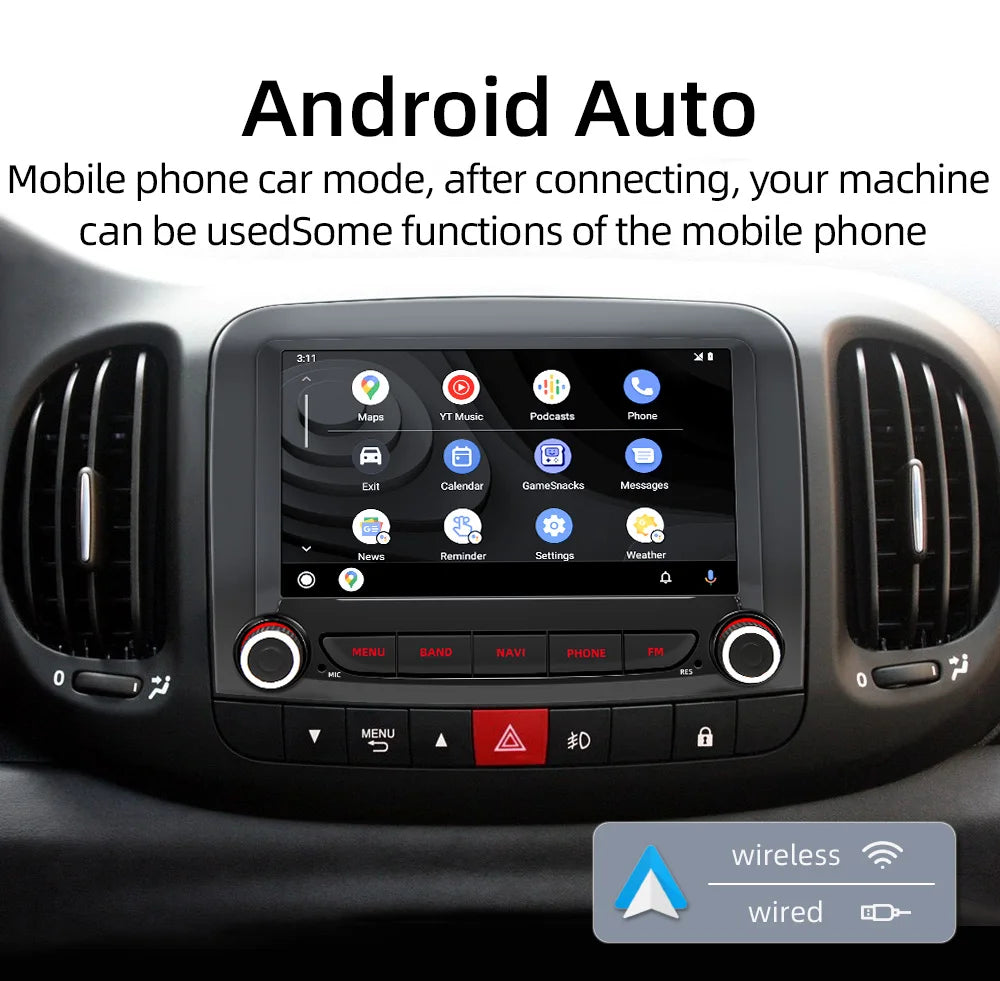 BQCC 7''  Fiat 500L 2016~2019 Android car radio navigation support reversing image WIFI GPS recording Android AUTO CARPLAY