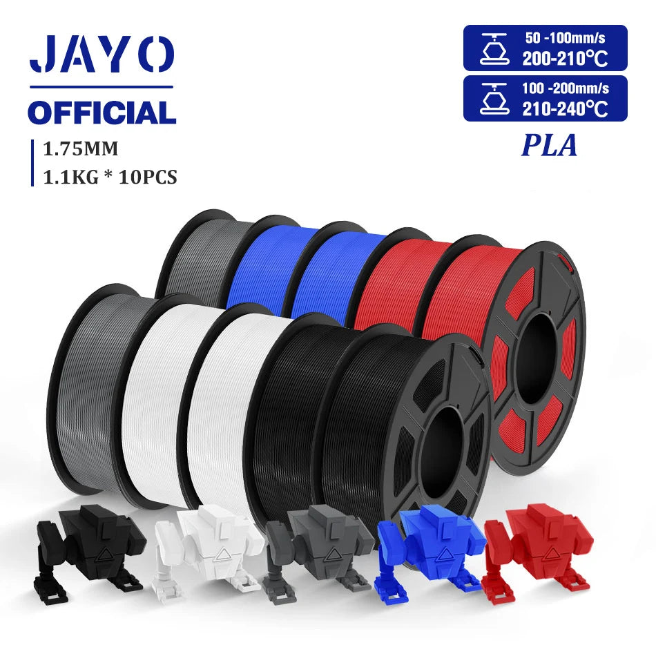 JAYO 3D Filament 1.75mm PLA / PLA Plus / PLA Meta/ Silk PLA+/PLA Matte 3D Prnter Filament 1.1KG For FDM Multicolor Set 10Rolls