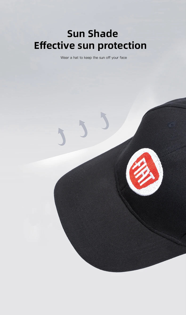 Fiat Emblem Baseball Hat Men Women Adjustable Peaked Cap For Fiat Abarth 500e Panda Tipo FR Argo Freemont Viaggio Bravo Punto