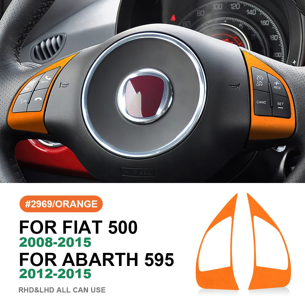 Italian Top Suede Sticker For Fiat 500 2008-15 For Abarth 595 2012-15 steering wheel button frame turn fur interior Accessories