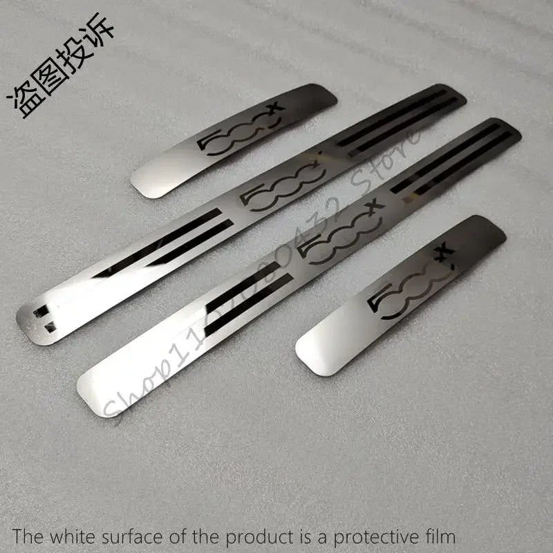 Car Styling For FIAT 500X 2014-2017 2018 2019 2020 Auto Door Sill Scuff Plate Trim Anti-Scuff Welcome Pedal Stickers Accessories