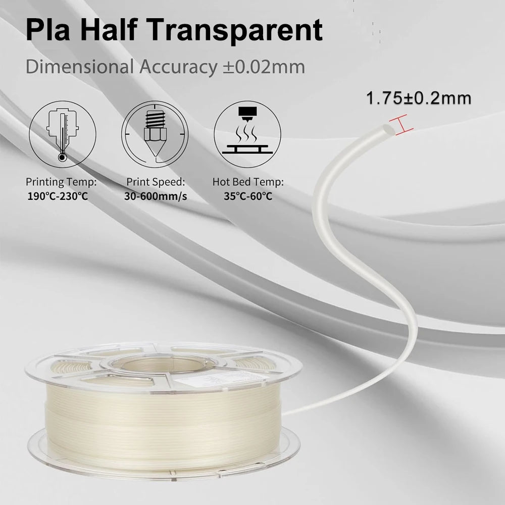 Pla Half Transparent 3D Printer Filament 250g 500g 1Kg 1.75mm Pla Half Transparent Material 3D Printer Materials Consumables