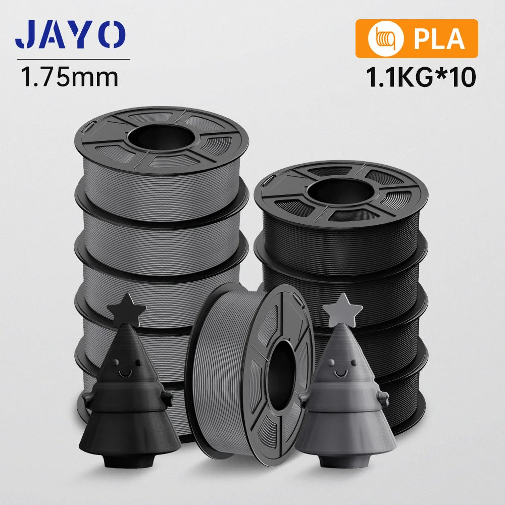 JAYO 10 Rolls 3D PETG/PLA/PLA PLUS/PLA Meta/ PLA Matte Printer Filament 1.75mm 100% No Bubble non-toxic 3D Printing Materials