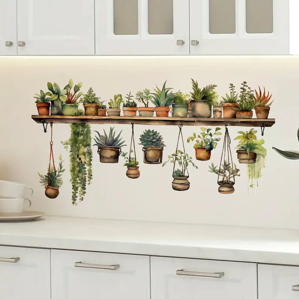 Multiple Flower Shelf Potted Furniture Wall Stickers Home Decor Accessories Living Room Bedroom Decoration Kids Room Wall Decals