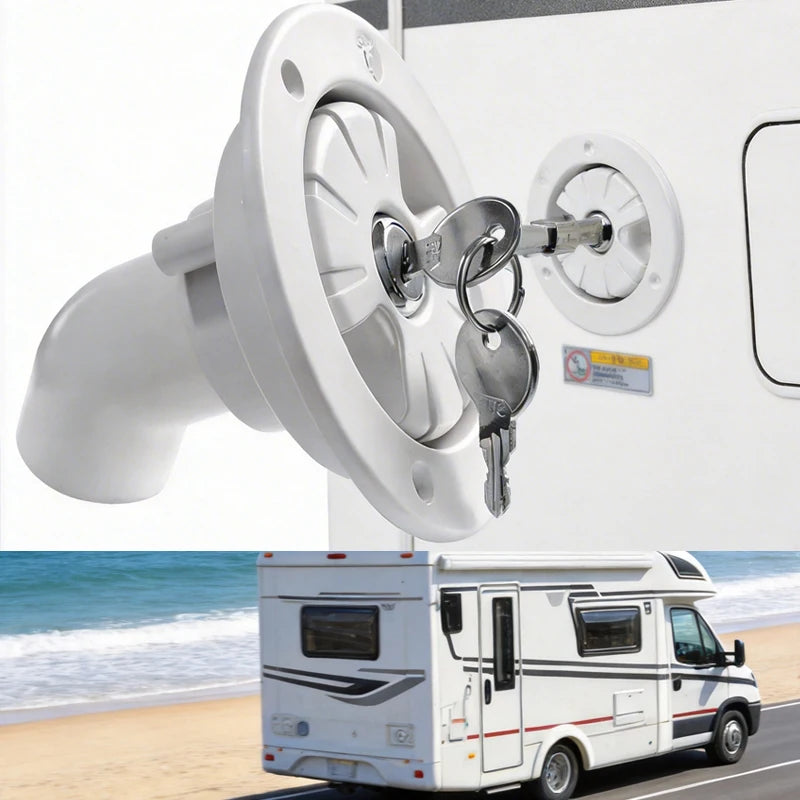 Car Accessories Black/White Round Gravity Water Inlet with Lock RV Accessories Caravan for RV Boat Camper Trailer Exterior Hatch