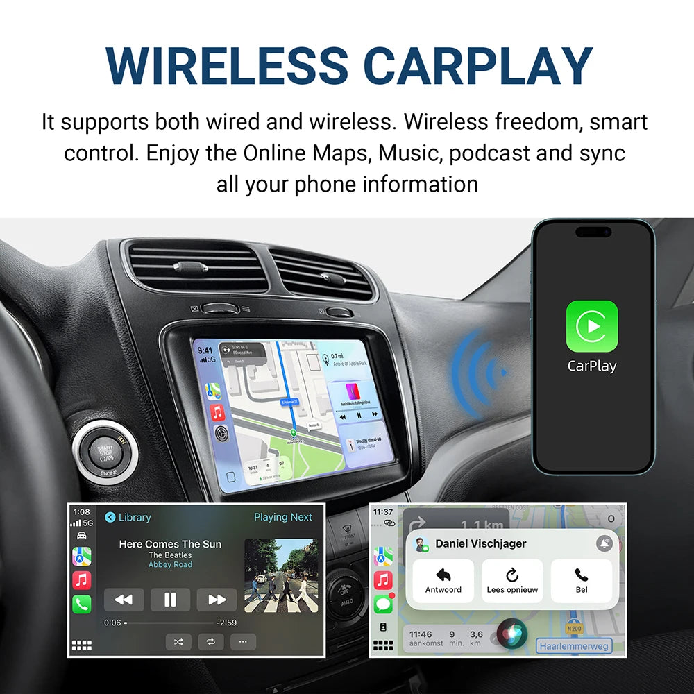 Wireless CarPlay Android Auto retrofit kit decoder box for Fiat Freemont 2013 2014 2015 2016 2017 2018