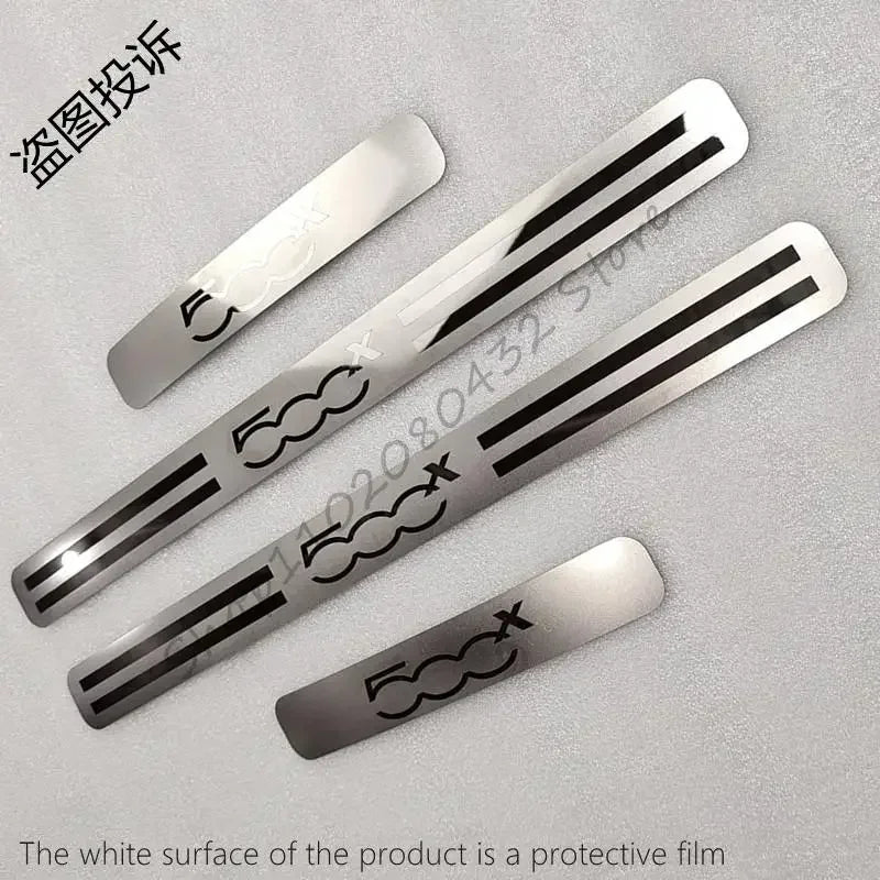 Car Styling For FIAT 500X 2014-2017 2018 2019 2020 Auto Door Sill Scuff Plate Trim Anti-Scuff Welcome Pedal Stickers Accessories