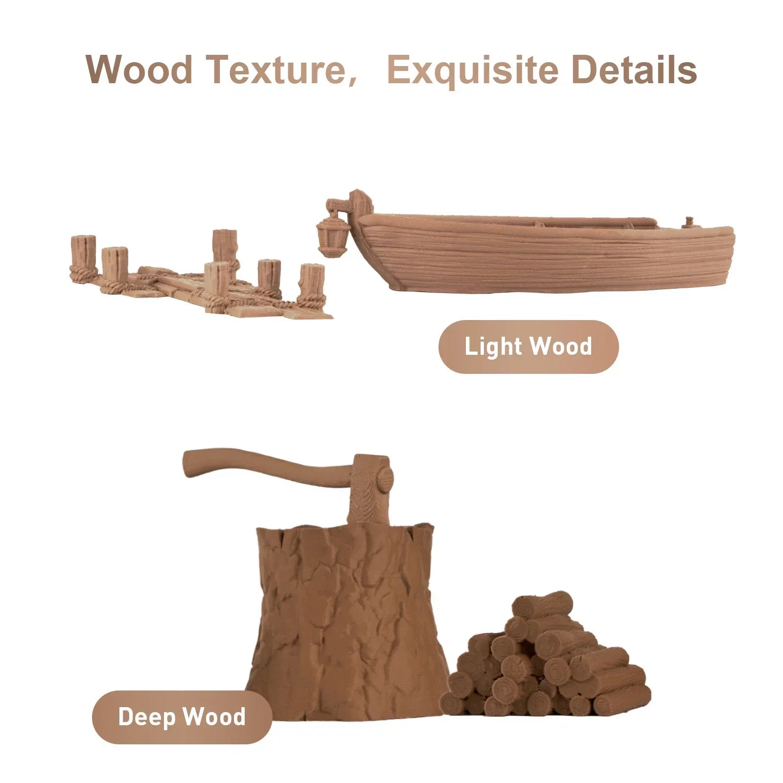 Eryone 1KG PLA Wood Premium Filament 3D Print, Real Wood Flour,Deep Light,wood pla filament,PLA Wood