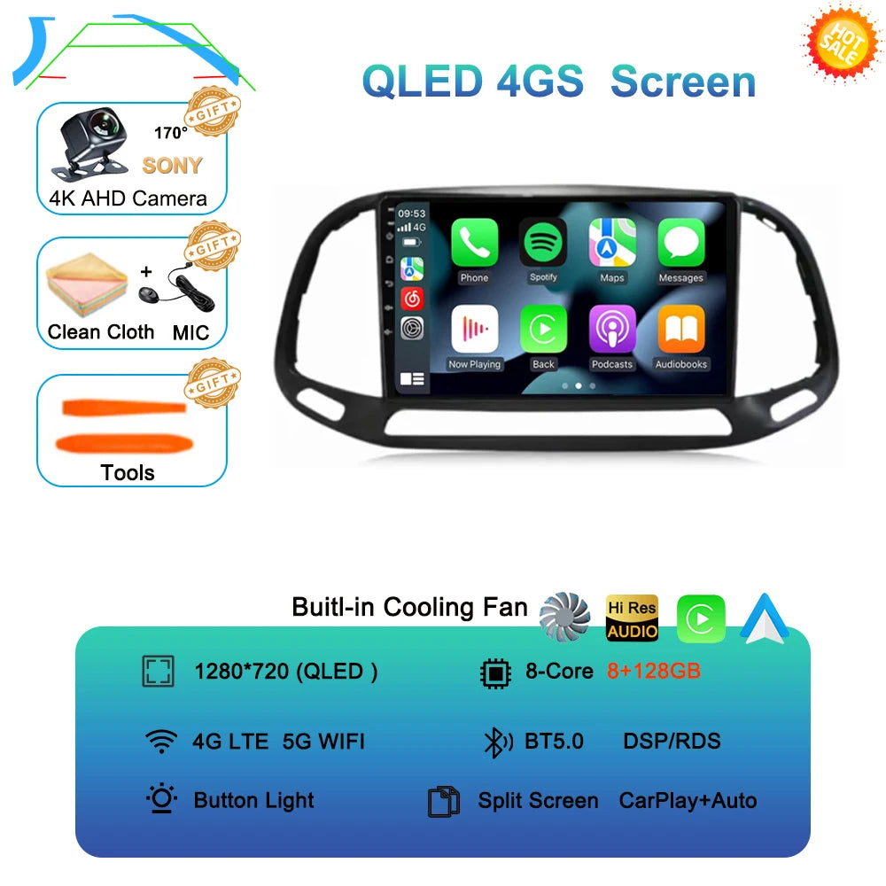 Android 16 For Fiat Doblo 2015 2016 2017 2018 2019 2020 GPS Car Radio Multimedia Video Player Stereo Navigation Wifi 360 Camera