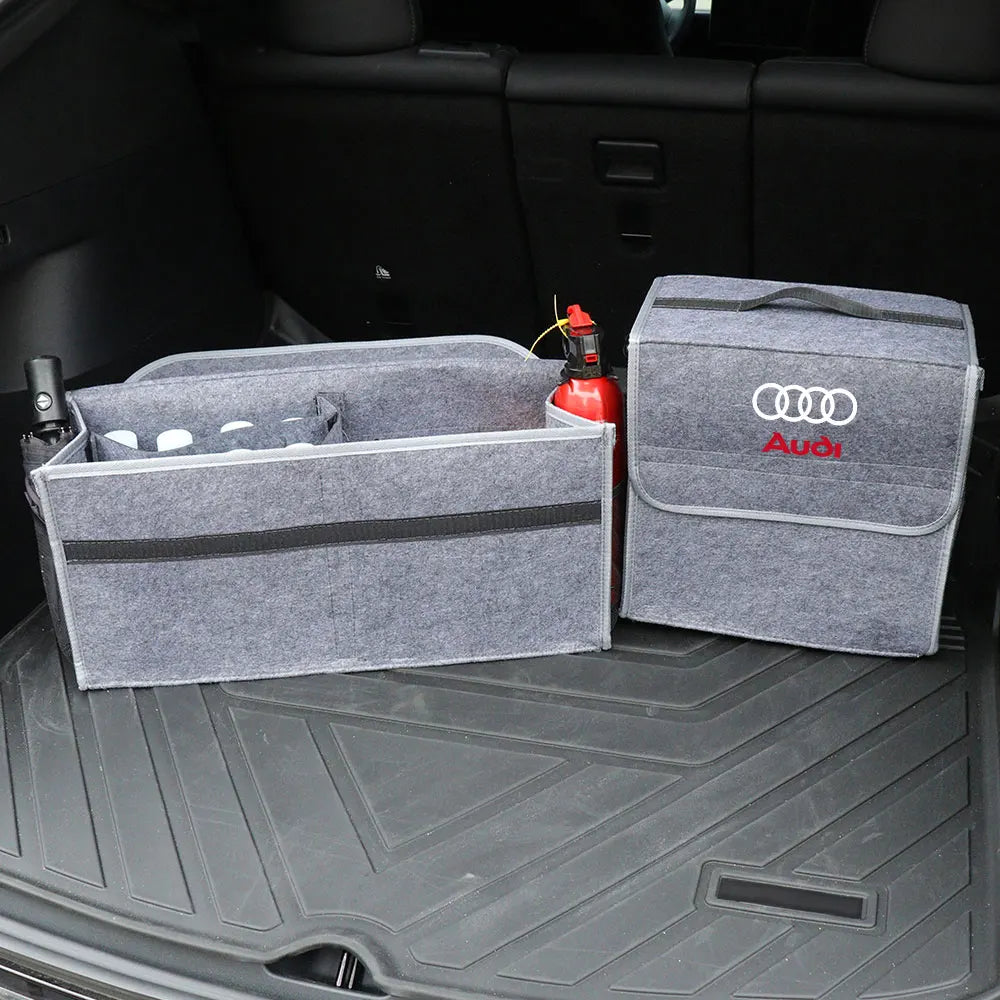 Large Capacity Car Trunk Storage Box Auto Badge Multiuse Tools Organizer Bag Folding Stowing Tidying Accessories For AUDI SLINE
