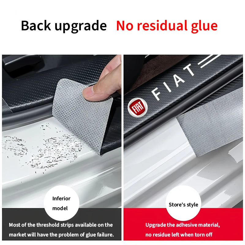 New Carbon Fiber Car Door Threshold Protector Stickers Waterproof For FIAT 500 Grande Stilo Freemont Punto Astra Bravo Ducato