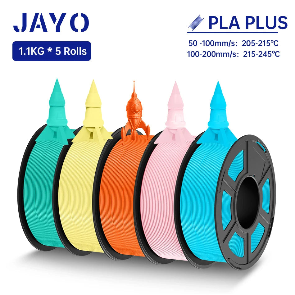 JAYO 3D Filament PLA +/PLA Meta/ PLA Matte/PLA PLUS 2.0/ PLA 1.75MM 5Rolls Coloful Neatly Wound 3D Printer Filament 1.1KG