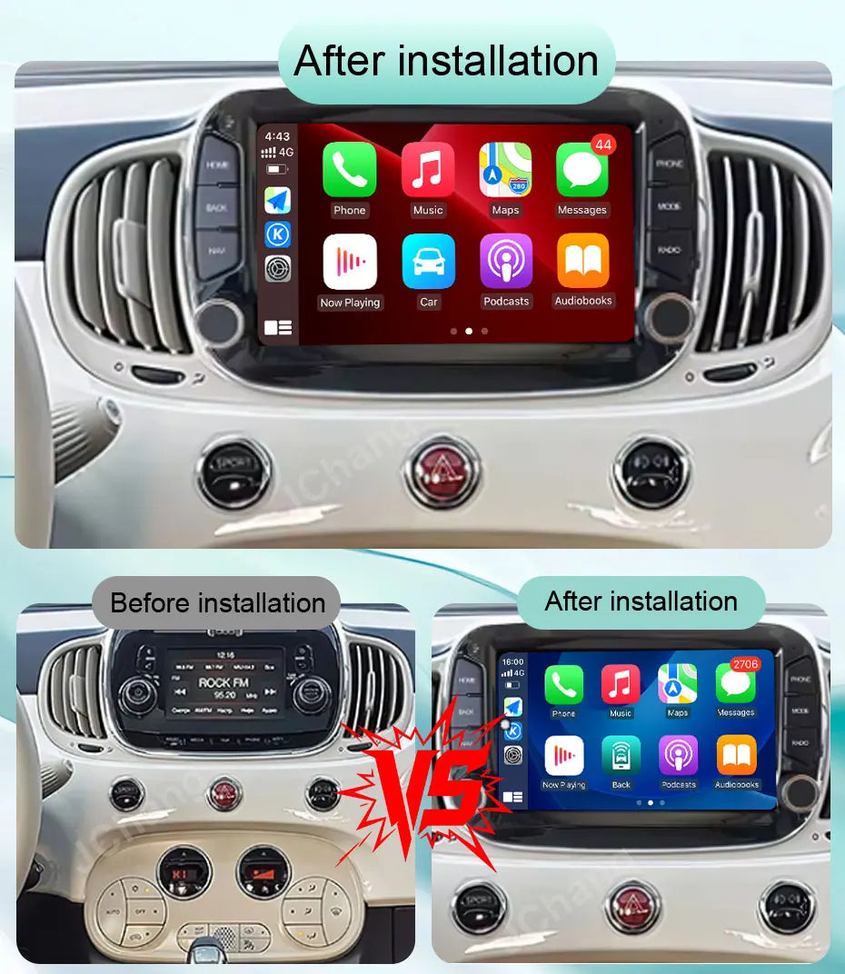 Android 16 Car Radio For Fiat 500 2016-2019 7inch Touch Screen Multimedia Player GPS Navi BT WiFi FM Radio Mirror Link Head Unit