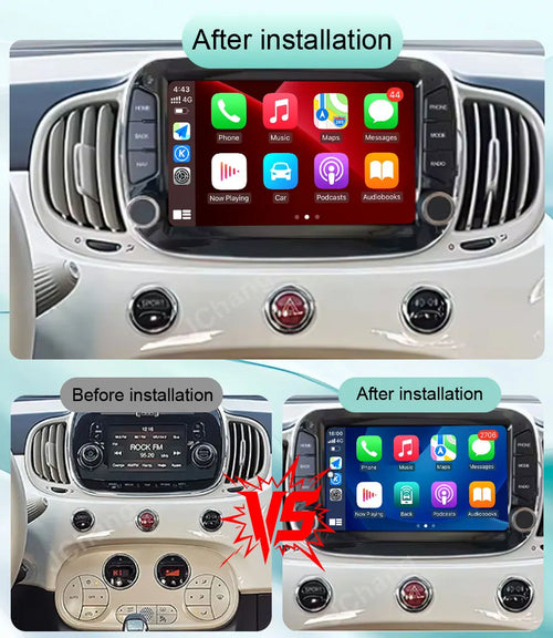 Android 16 Car Radio For Fiat 500 2016-2019 7inch Touch Screen Multimedia Player GPS Navi BT WiFi FM Radio Mirror Link Head Unit