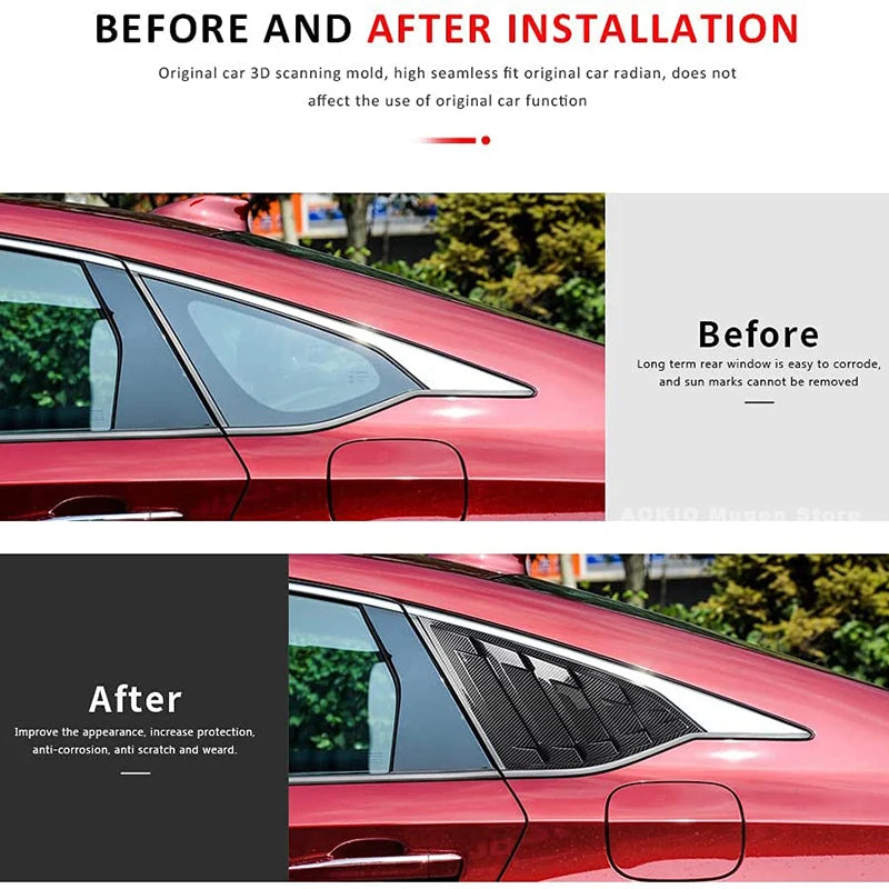 For Honda Accord 10th Gen Accessories 2018 2019 2020 2021 2022 Sport Style Air Vent Cover Rear Side Window Louvers