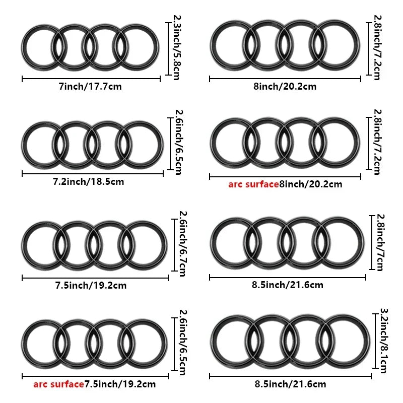 ABS 4 Rings Logo Audi Emblem Car Front Hood Emblem Bonnet Badge Rear Trunk Badge For Audi A3 A4 A5 A6 A7 A1 Q2 Q3 Q5 Q7 Q8 TT