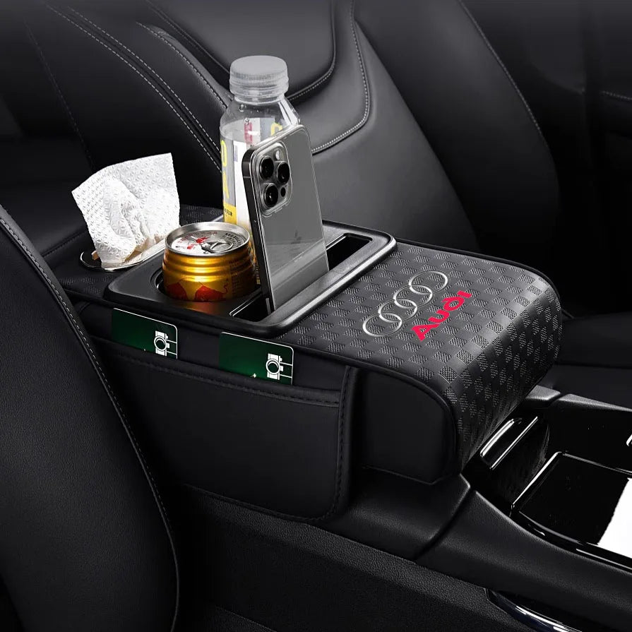 Auto Center Console Armrest Cushion With 2 Cup Holder Tissue Box for Audi A1 A3 A4 A5 A6 A7 A8 Q3 Q5 Q7 Q8 RS4 RS5 S3 S4 S5 TT