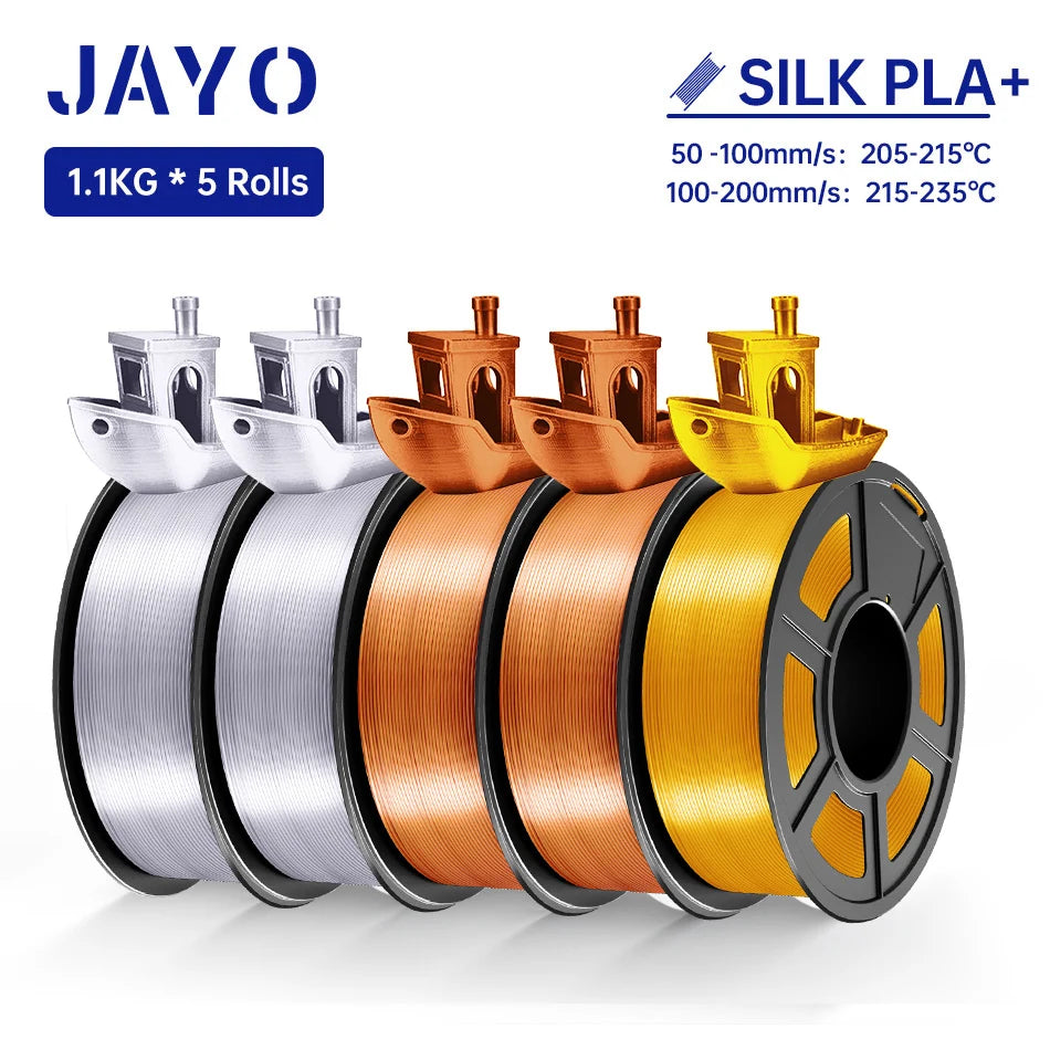 JAYO PLA / PLA Plus/ SILK PLA / PLAMeta/TPU SILK/ABS / PETG 3D Filament 1.75mm 0.65/1.1KG 3D Printer Filament PLA Rainbow 5Roll