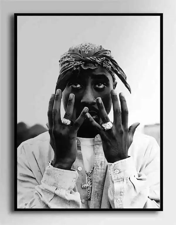Black and White Pop Hip Hop Rapper 2PAC Posters Tupac Music Album Cover Aesthetic for Room Canvas Painting Art Wall Home Decor