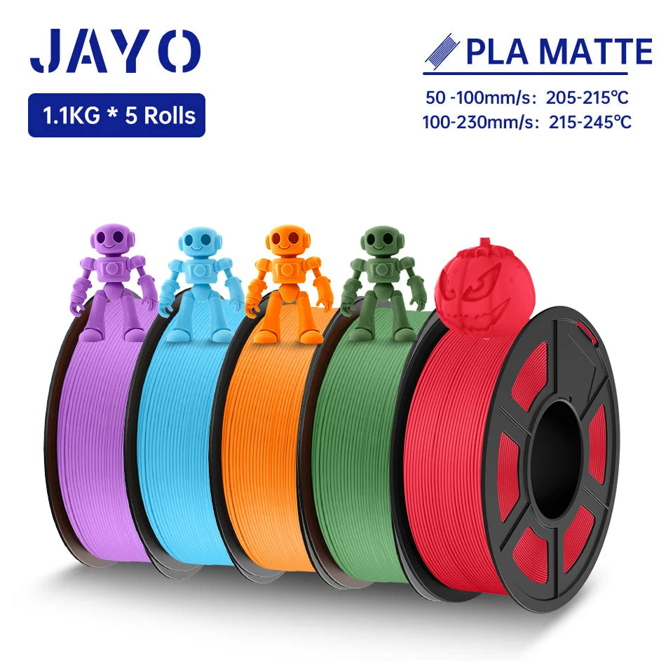 JAYO 3D Filament PLA +/PLA Meta/ PLA Matte/PLA PLUS 2.0/ PLA 1.75MM 5Rolls Coloful Neatly Wound 3D Printer Filament 1.1KG