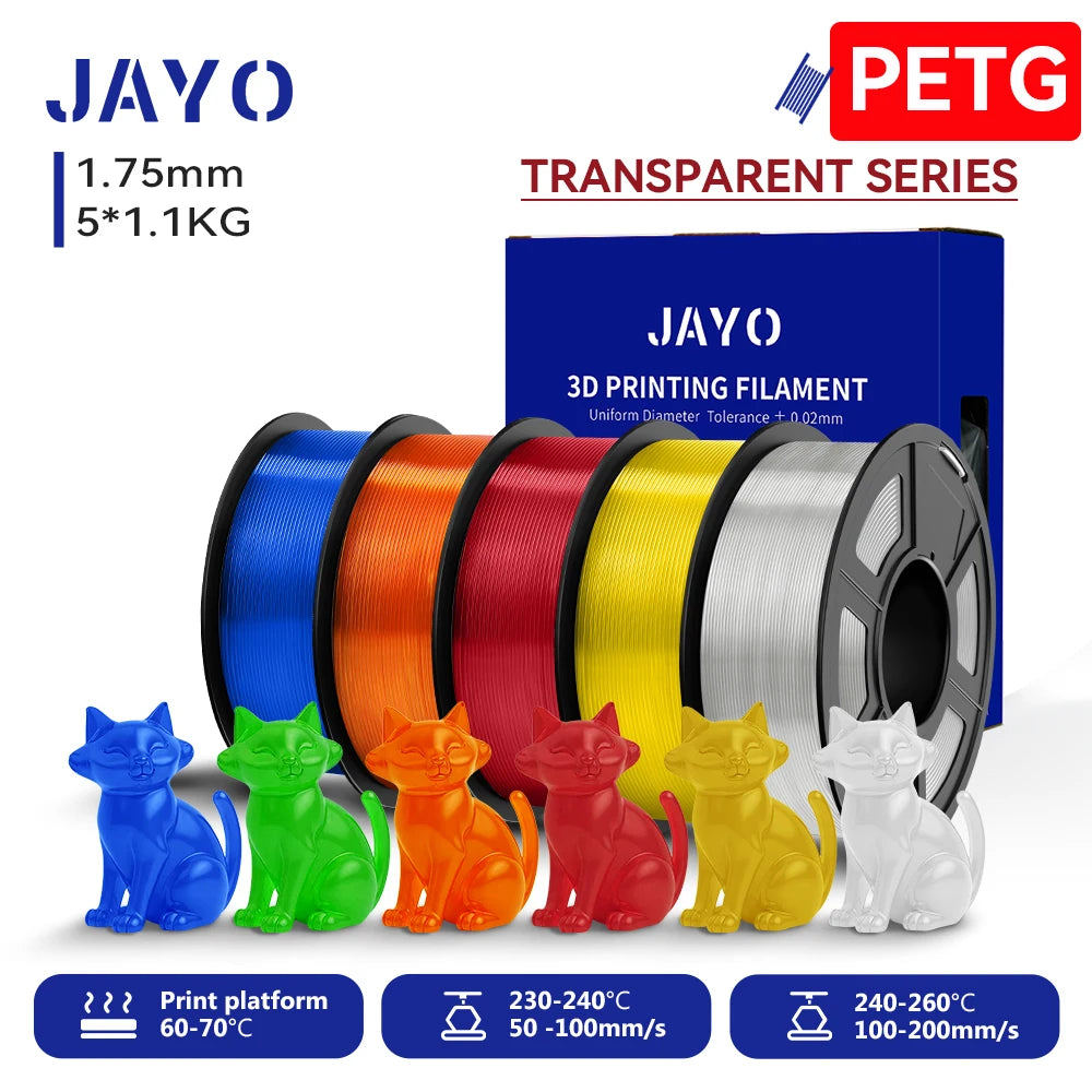 JAYO 3D PLA / SILK / PLA META / PETG / PLAMatte / ABS / High Speed PLA/ PLA PLUS 3D Filament 1.75mm Printer Filament 1.1KG/Roll