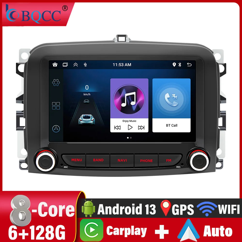 BQCC 7''  Fiat 500L 2016~2019 Android car radio navigation support reversing image WIFI GPS recording Android AUTO CARPLAY