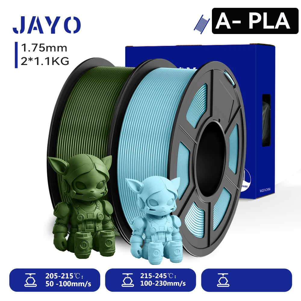 JAYO 2 Rolls 3D PLA / AntiString PLA / High Speed PLA Filament PLA Filament 1.75mm Neatly Wound 3D Printing Filament for 3D