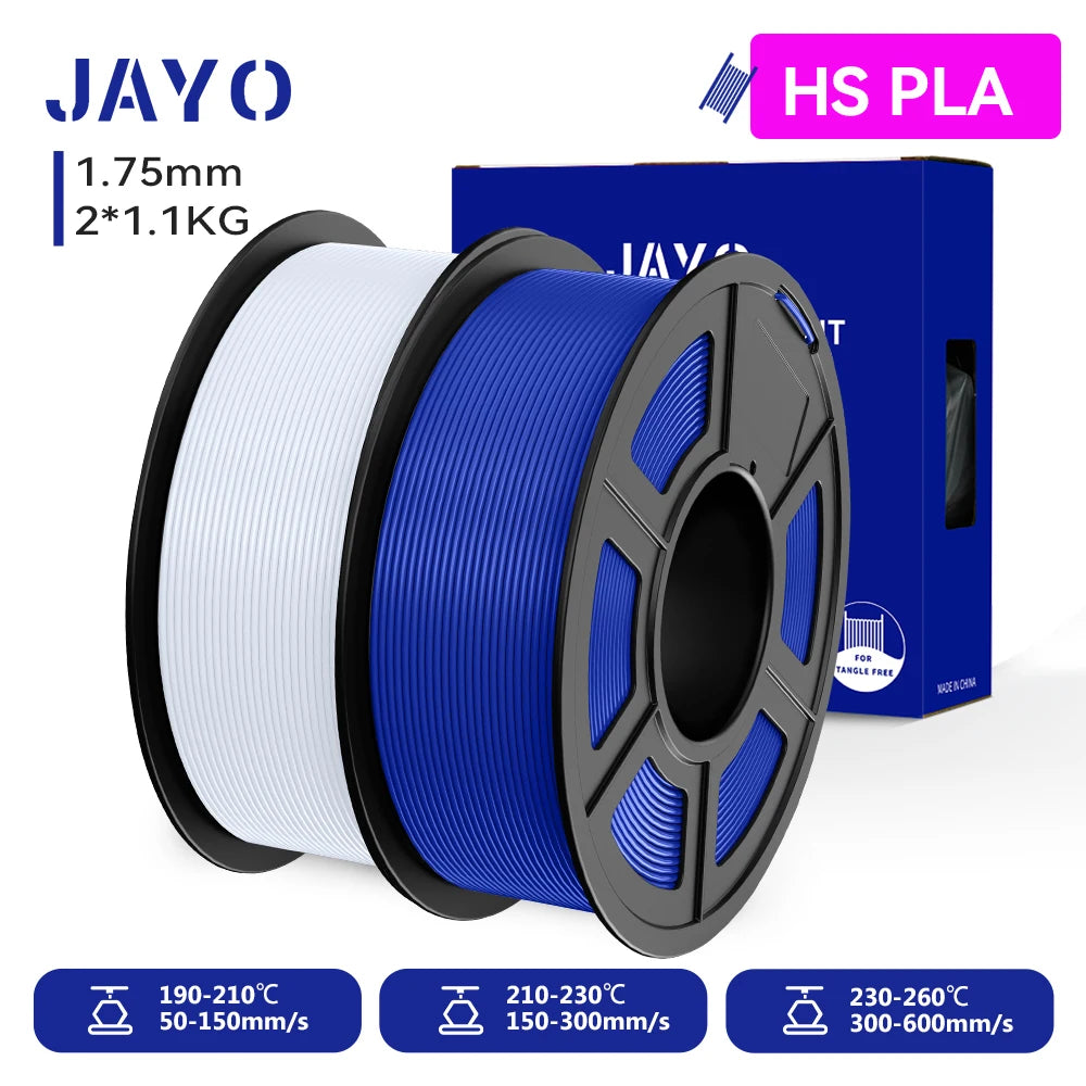 JAYO 2 Rolls 3D PLA / AntiString PLA / High Speed PLA Filament PLA Filament 1.75mm Neatly Wound 3D Printing Filament for 3D