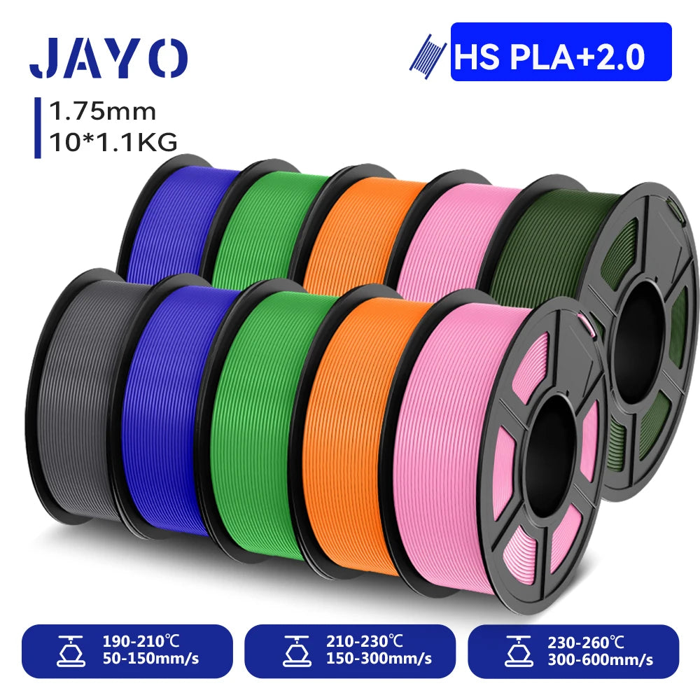 JAYO 10 Rolls 3D PETG/PLA/PLA PLUS/PLA Meta/ PLA Matte Printer Filament 1.75mm 100% No Bubble non-toxic 3D Printing Materials