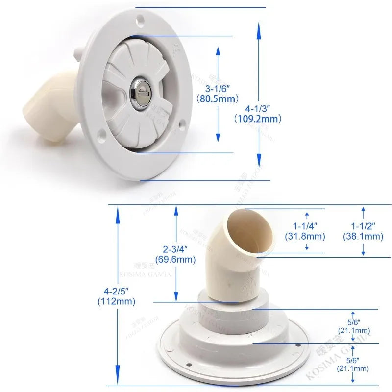 Car Accessories Black/White Round Gravity Water Inlet with Lock RV Accessories Caravan for RV Boat Camper Trailer Exterior Hatch