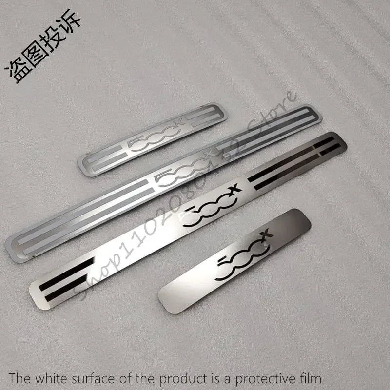 Car Styling For FIAT 500X 2014-2017 2018 2019 2020 Auto Door Sill Scuff Plate Trim Anti-Scuff Welcome Pedal Stickers Accessories