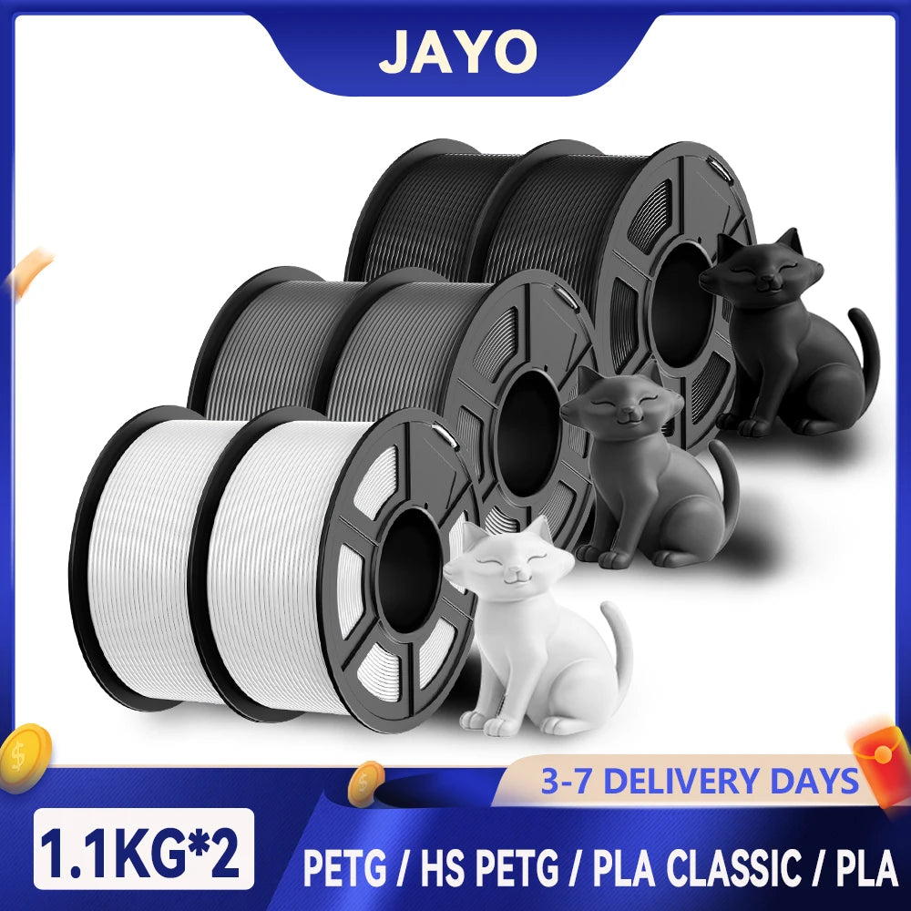 JAYO 3D PETG/ High Speed Matte PETG / PLA Classic/PLA/PLA+/HS PLA/PLA Matte/PLA Meta Printer Filament 1.75mm 3D Printer Filament