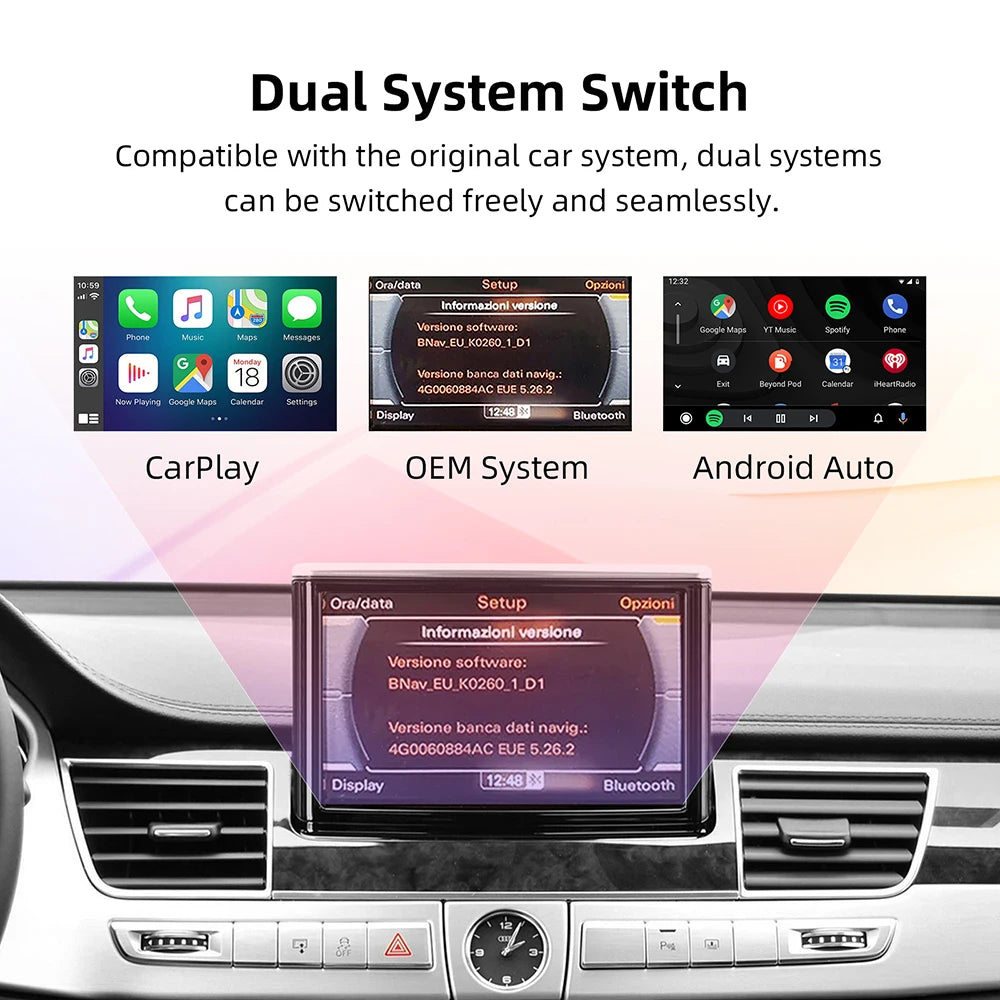 Wireless CarPlay Android auto for Audi A8 2010-2017 6.5"/7" Screen MMI 3G with CarPlay & Android Auto Retrofit Kit