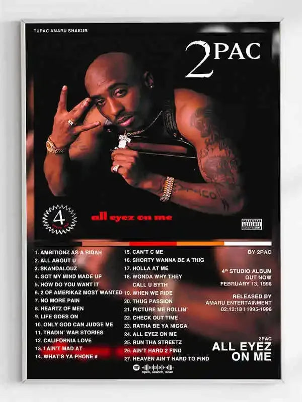 Black and White Pop Hip Hop Rapper 2PAC Posters Tupac Music Album Cover Aesthetic for Room Canvas Painting Art Wall Home Decor