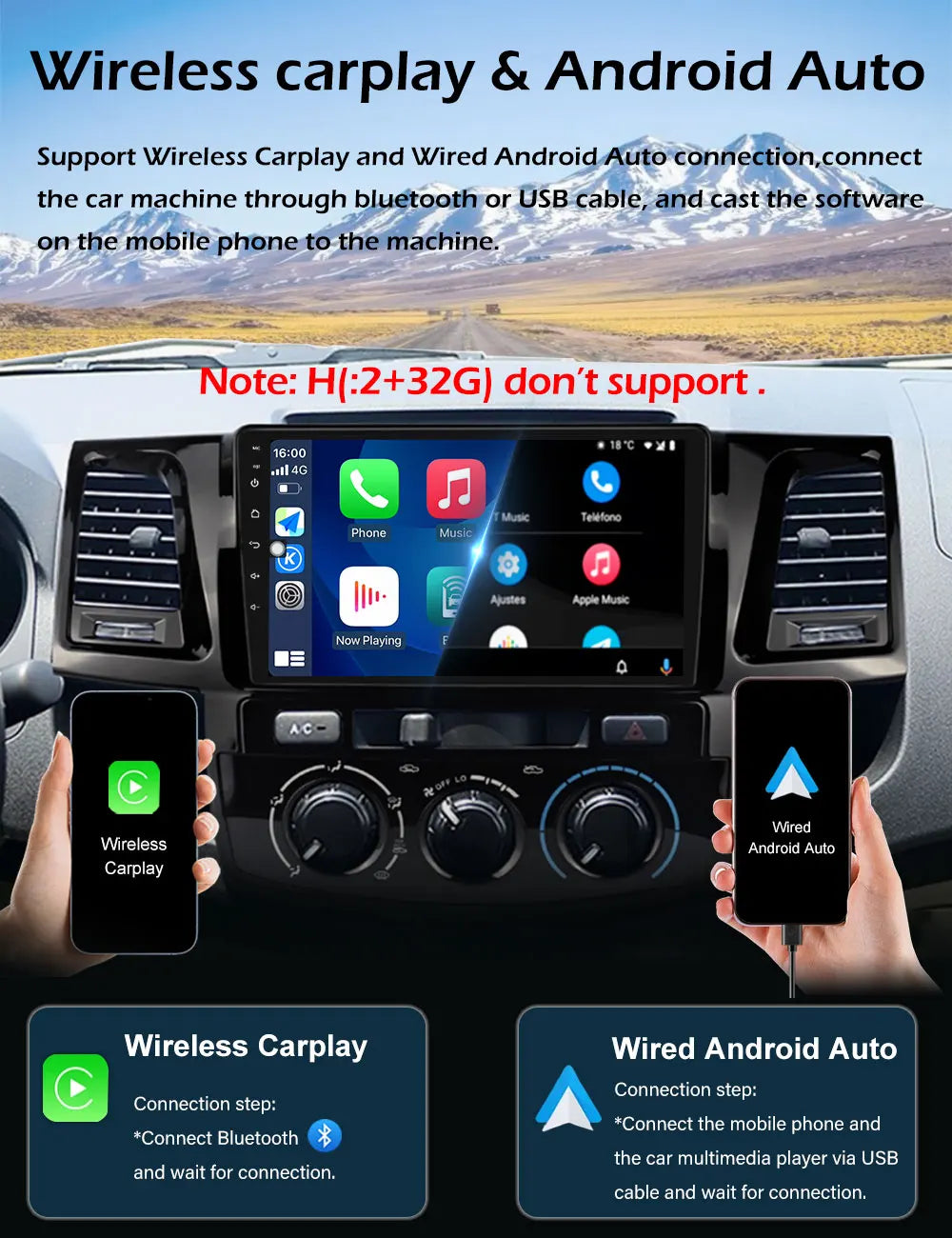 For FIAT 500 2016 2017- 2019 Android 14 Smart System Multimedia Carplay Wireless GPS Navigation DSP Stereo WIFI Accessories