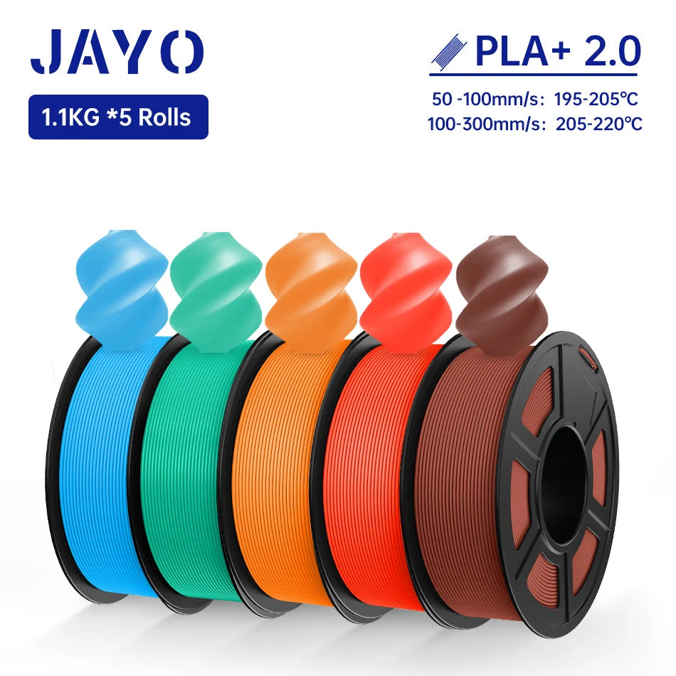JAYO 3D Filament PLA +/PLA Meta/ PLA Matte/PLA PLUS 2.0/ PLA 1.75MM 5Rolls Coloful Neatly Wound 3D Printer Filament 1.1KG