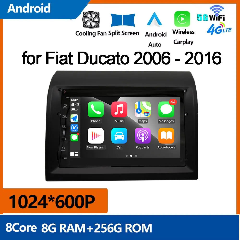 7" Android Auto for Fiat Ducato 2006 - 2016 Car Radio GPS Navigation Player Multimedia Player Wireless Carplay Screem WIFI Fan