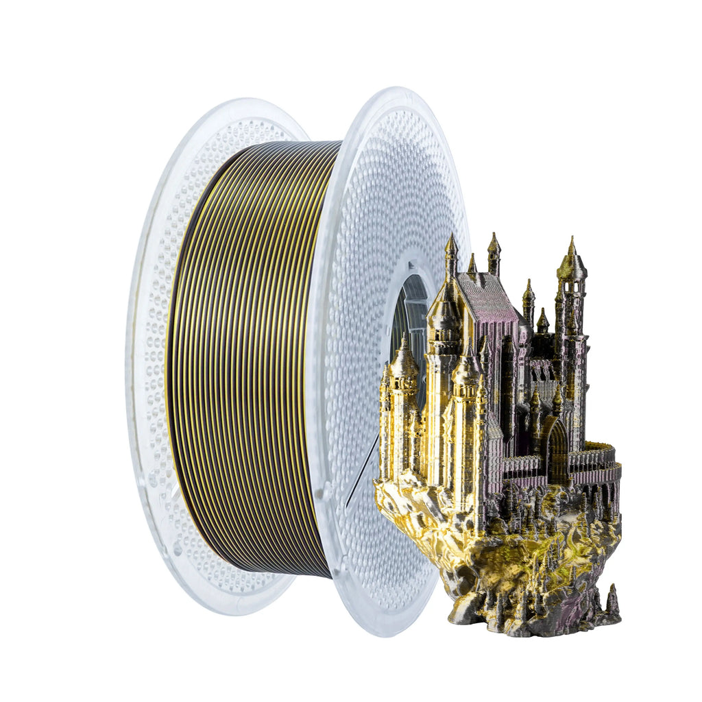 PLA Silk 1KG Black Gold, 1.75mm Very beautiful Dual Color Filament, Using Reusable Spool, Compatible with Bambu Lab Refill Filam