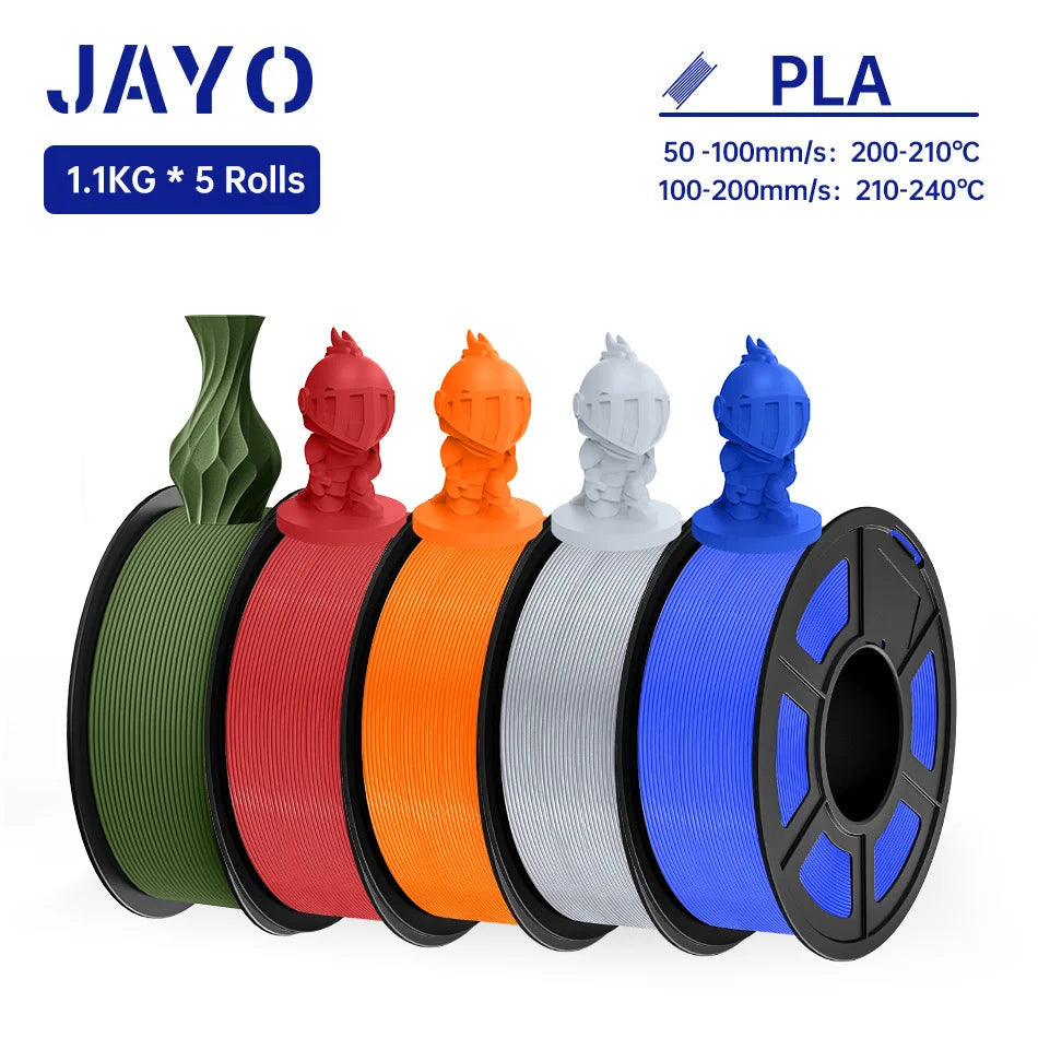 JAYO 3D Filament PLA +/PLA Meta/ PLA Matte/PLA PLUS 2.0/ PLA 1.75MM 5Rolls Coloful Neatly Wound 3D Printer Filament 1.1KG