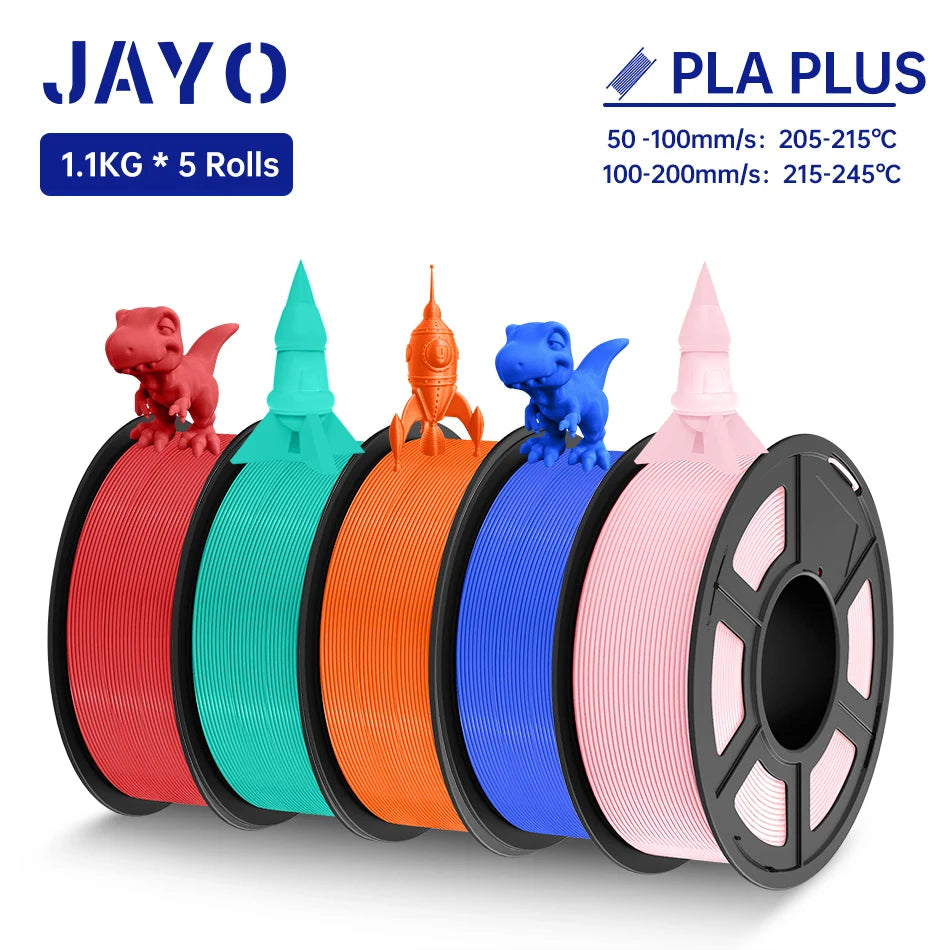 JAYO 3D Filament PLA +/PLA Meta/ PLA Matte/PLA PLUS 2.0/ PLA 1.75MM 5Rolls Coloful Neatly Wound 3D Printer Filament 1.1KG